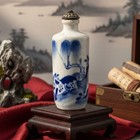 Vtg Chinese Blue White Porcelain Snuff Bottle Landscape Motif 3 375 