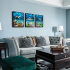 Black Framed Art Prints - Blue Ocean Sea Turtle Wall Art  3 Piece Set For Liv   
