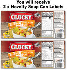 2 X Funny Rubber Chicken Soup Can Labels - Great Prank Joke Gift - Kitchen Decor