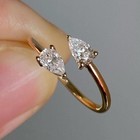 2 30ct Pear Cut Simulated Diamond Solitaire Wedding Ring 14k Yellow Gold Plated