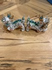 Pair Of Antique Chinese Porcelain Foo Dogs Gold Luster Wealth Attracting Dragons