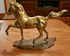 Vintage Brass Prancing Horse On Platform