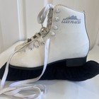 Lake Placid Girls White Figure Ice Skates Size 1 With Blade Covers