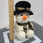 Russ Christmas Snowman Snowflake With Plaid Scarf Black Hat 13 Inches Plush Toy