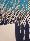 Awesome Rare Vintage Mid Century Retro 70s 60s Kenbrooke Blu Wht Abstract Fabric