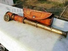 Antique Brass Telescope Marine Nautical Leather Pirate Spyglass Vintage Scope