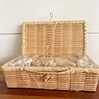 Vintage Woven Hinged Basket Sea Shell Variety New