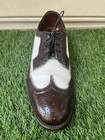 Vtg Florsheim Mens Shoes 9 5  Aa Brown White Spectator Longwing Oxfords 40s 50s 
