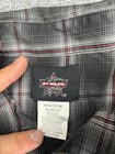 Wrangler Pbr Western Shirt Mens Xl Black Gray Plaid Pearl Snap Rodeo Long Sleeve