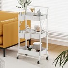 3-tier Folding Rolling Utility Cart With Wheels Foldable Storage Cart Organizer