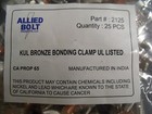 Pack Of 25  -- Allied Bolt 2125 Copper bronze Ground Wire Bonding Clamps