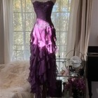 Vintage Purple Chiffon Gothic Evening Dresses Lace-up Ruffles Prom Party Gowns