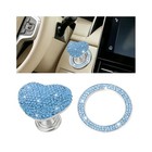 Light Blue Rhinestone Heart Car Push-to-start Button Cover Set