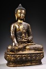 11 2   Old Tibet Buddhism Copper Gold Gil Sit Shakyamuni Amitabha Buddha Statue