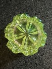 Vintage Uranium Yellow Glass Candle Holder Salt Cellar 1 5    Star Pattern Glows