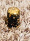 Vintage Cloisonne Enameled Thimble Brass Black  Floral Made In England