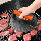 Cast Iron Bacon Press For Griddle - Heavy Duty Smash Burger Grill With Ergonomic