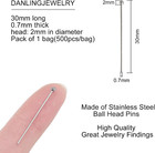 Danlingjewelry Approx 500pcs 304 Stainless Steel Ball Head Pins Findings Jewelry