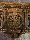 Vintage Hand Carved Wood Panel Nepal Temple Bird Peacock Wall Decor Detailed