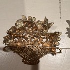 Vintage M Jent Flower Basket Brooch Pin Lot 5 Mixed Metals Glass Multicolor