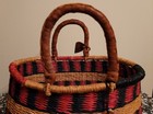 12   9  African Ghana Market Basket Handmade Leather Handles