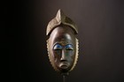 African Guro Mask Antique Brown Handmade Wood Wall Hanging Tribal Artifact-g4033