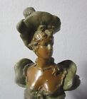Fine Antique French Art Nouveau Bronzed Bust Sculpture W  Onyx Base   C  1920s