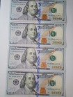 Lot Of 4 Series 2017a  100 Dollar Bills Federal Reserve Note Consecutive