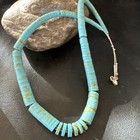 23    Turquoise Heishi Stabilized Graduated Blue Gr Sterling Silver Necklace 19726