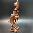 Chinese Wood Carving Beautiful Woman Fairy Boxwood Wooden Statue Vintage Carved
