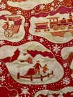 Vtg Christmas Wrapping Paper Gift Wrap Winter Scenes Red Pink Pretty 1960