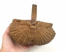 Antique Primitive Buttock Egg Gathering Basket