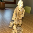Vintage Shepherd W  A Sheep Hand Carved Wood Figure Wooden Statue 7  Tall