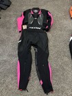New Ixon Vortex Women s Leather Two Piece Suit Black White Fushia Pink Size Xl