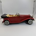 Vintage Japan Tin Litho Red 1929 Convertible Roadster Toy Car Cream Interior