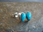 Native American Sterling Silver   Turquoise Tear Drop Post Earrings - Joe