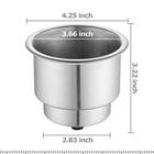 2x Stainless Steel Cup Drink Holders For Marine Boat Car Truck Camper Rv W Drain