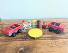 Vintage Playskool Toy Lot Blockhead Figures   Cars Favorite Places Mcdonalds