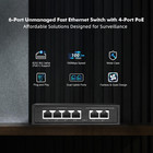 6 Port Mini Poe Switch With 4 Poe   2 Uplink  10 100mbps Ethernet  65w 802 3af a