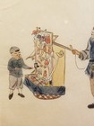 1820-1880 Antique Chinese Watercolor Pith Painting Toy Vender Rare 19th Century