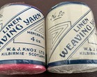 W   J Knox Linen No  20 Weaving Yarn White   Pink Spools Mercerised 4 Oz Ea