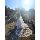 New Extra Long Bridal Veil Wedding Lace Trim Floral Applique Cathedral Ivory