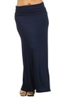 Womens Plus Size Xl 1x 2x 3x Navy Blue Fold Over Waist Long Maxi Knit Skirt 