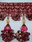 4  Exquisite Tassel Fringe Crystal Beads Ball Trim Red Burgundy Per Yard