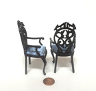 Bespaq Dollhouse Miniature 4 Belter Chairs With A Mahogany Finish  3575-76 Mh