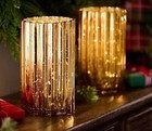 Set Of 2 Illuminated Mercury Glass Hurricanes By Valerie Parr Hill