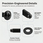 Rack Screws 10-32 And Nylon Washers Set  Carbon Steel  50-pack For Equipment    