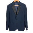 Mens Navy Blue Trim Fit Tuxedo Jacket Black Satin Shawl Lapel 40r Nordstrom Rack