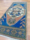 Blue Antique Rug Flower Arm  Green Carpet Natural Blue Wool Decor Rug Free Ship