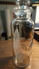 Vintage Glass Apothecary Jar With White Feather And Gold Leaf Raised Design 